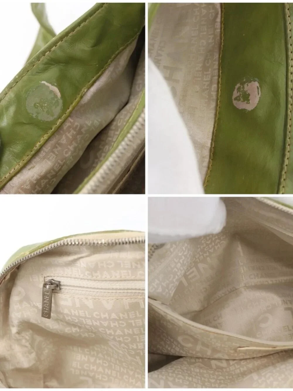 CHANEL Hand Bag Cotton Beige CC Auth 102761